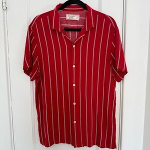 Abercrombie & Fitch Striped Short-Sleeved Button-down Polo Size L
